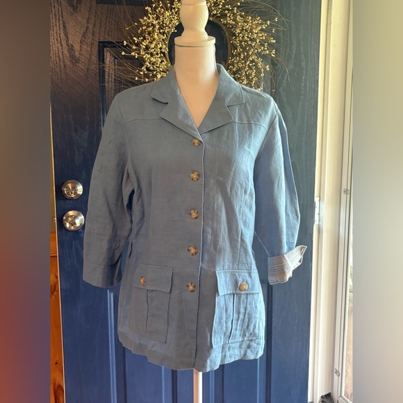 Paraphrase Denim Blue Button-Up Blazer size 14 - Picture 10 of 13